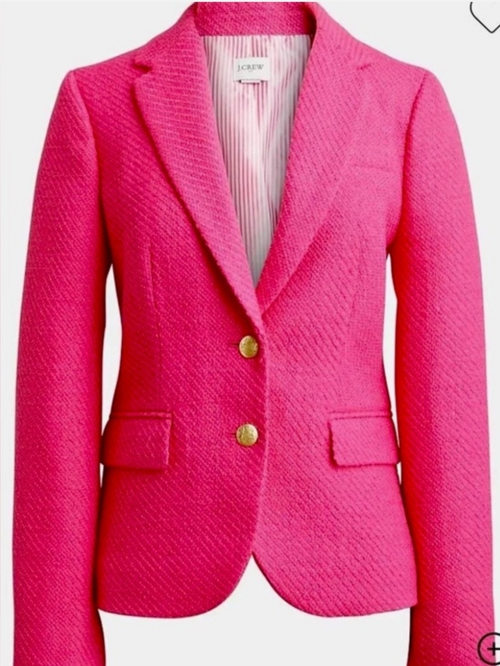 New J.Crew hot Pink Tweed Blazer Gold Button Jacket NWT Size 8 Preppy Chic - Picture 2 of 5